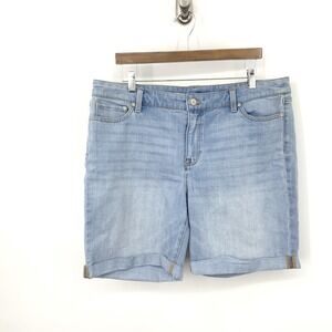 Talbots Women Size 16p Petite Shorts Light Wash Jean Girlfriend Stretch Bermuda